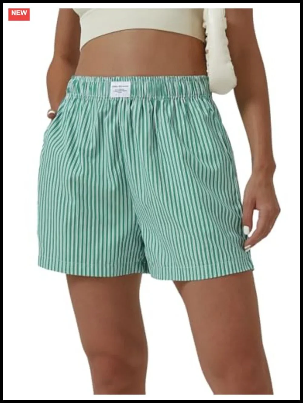 High Waisted Striped Straight Leg Summer Shorts with Pockets
